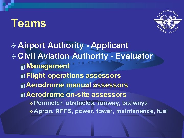 Teams Q Airport Authority - Applicant Q Civil Aviation Authority - Evaluator 4 Management Teams Q Airport Authority - Applicant Q Civil Aviation Authority - Evaluator 4 Management