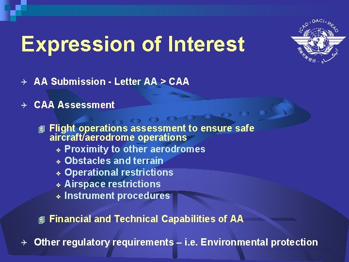 Expression of Interest Q AA Submission - Letter AA > CAA Q CAA Assessment