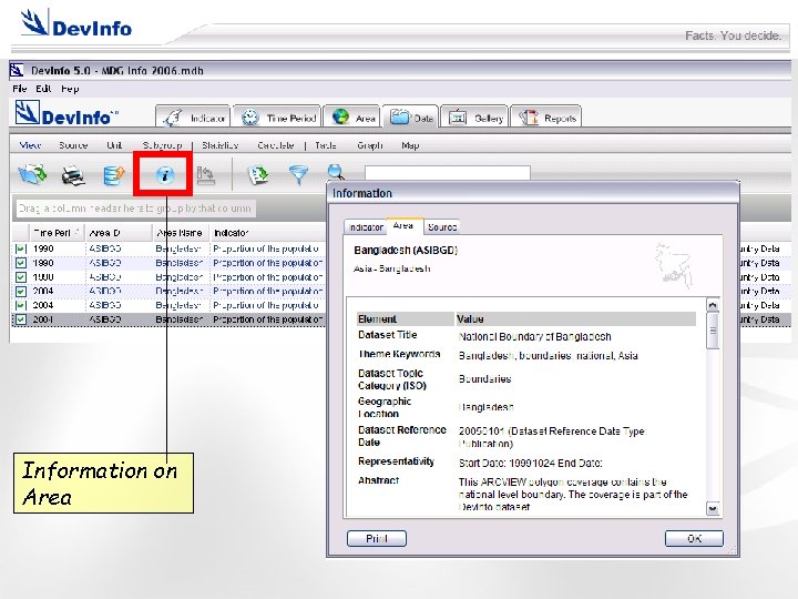 Information on Area Information on Area