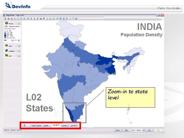 INDIA Population Density L 02 States Zoom-in to state level 