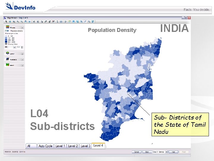 Population Density L 04 Sub-districts INDIA Sub- Districts of the State of Tamil Nadu