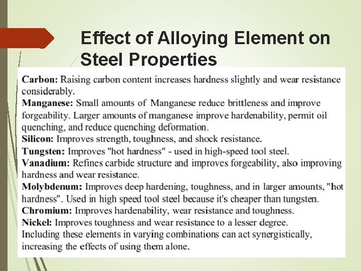 Effect of Alloying Element on Steel Properties 