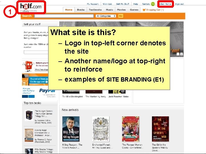 1 What site is this? – Logo in top-left corner denotes the site –