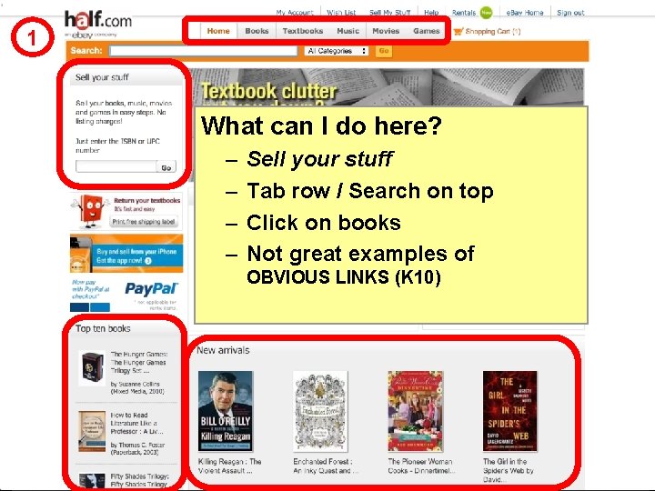 1 What can I do here? – – Sell your stuff Tab row /