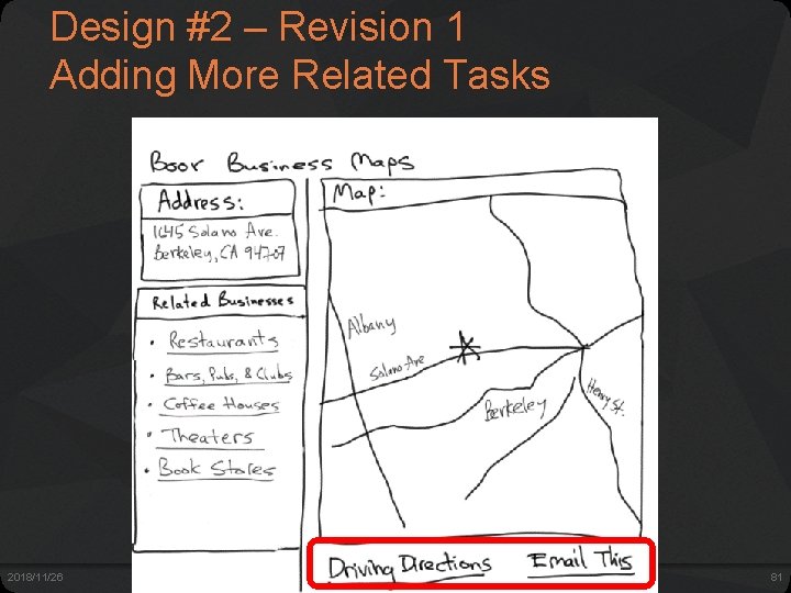 Design #2 – Revision 1 Adding More Related Tasks 2018/11/26 dt+UX: Design Thinking for