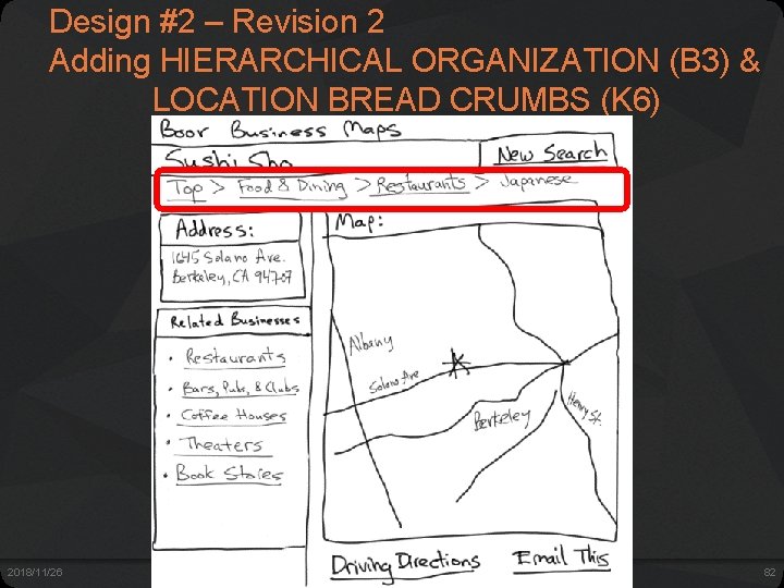 Design #2 – Revision 2 Adding HIERARCHICAL ORGANIZATION (B 3) & LOCATION BREAD CRUMBS