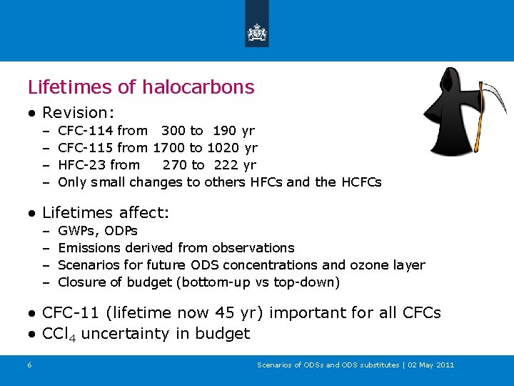 Lifetimes of halocarbons ● Revision: – – CFC-114 from 300 to 190 yr CFC-115