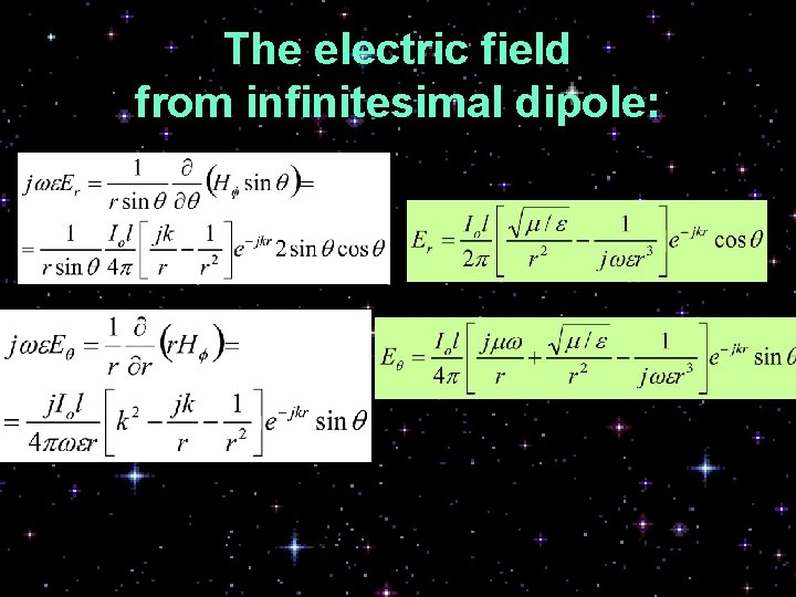 The electric field from infinitesimal dipole: 