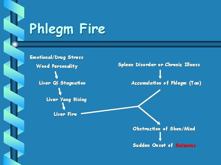 Phlegm Fire Emotional/Drug Stress Wood Personality Liver Qi Stagnation Spleen Disorder or Chronic Illness