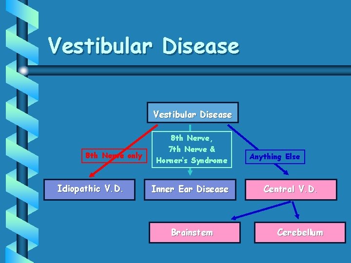Vestibular Disease 8 th Nerve only Idiopathic V. D. 8 th Nerve, 7 th