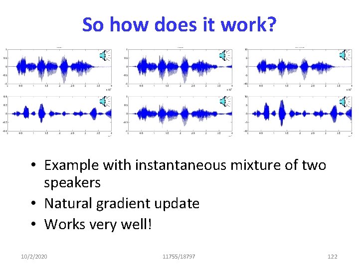 So how does it work? • Example with instantaneous mixture of two speakers •