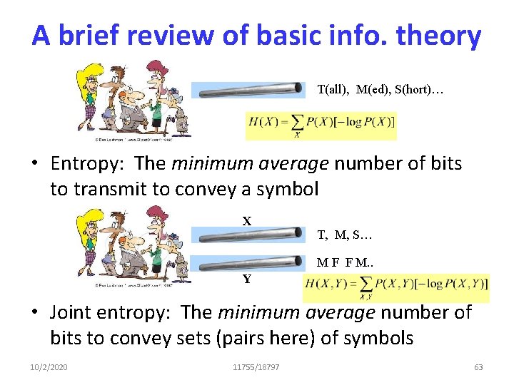 A brief review of basic info. theory T(all), M(ed), S(hort)… • Entropy: The minimum