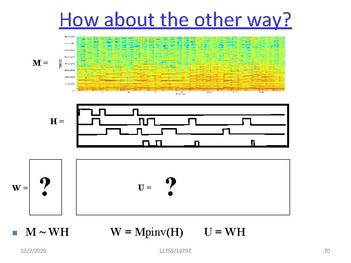 How about the other way? M= H= ? U= M ~ WH W =