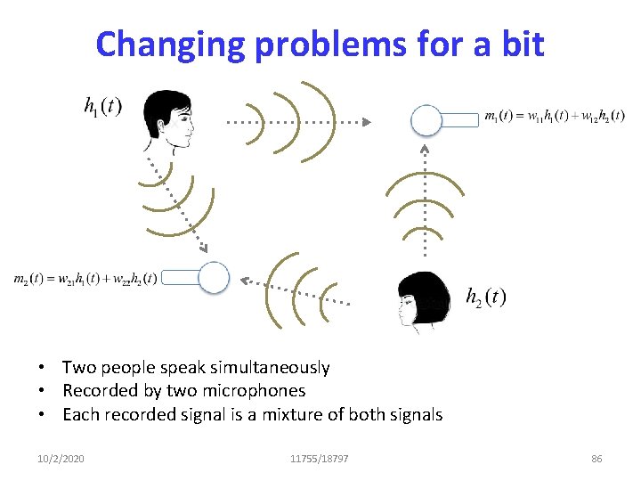 Changing problems for a bit • Two people speak simultaneously • Recorded by two