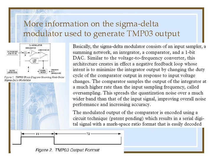 More information on the sigma-delta modulator used to generate TMP 03 output 