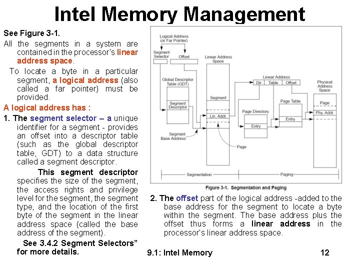 Intel Memory Management See Figure 3 -1. All the segments in a system are