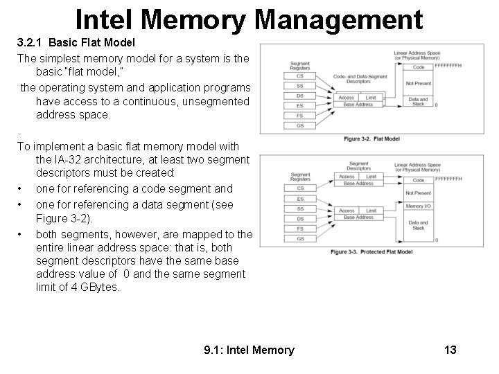 Intel Memory Management 3. 2. 1 Basic Flat Model The simplest memory model for