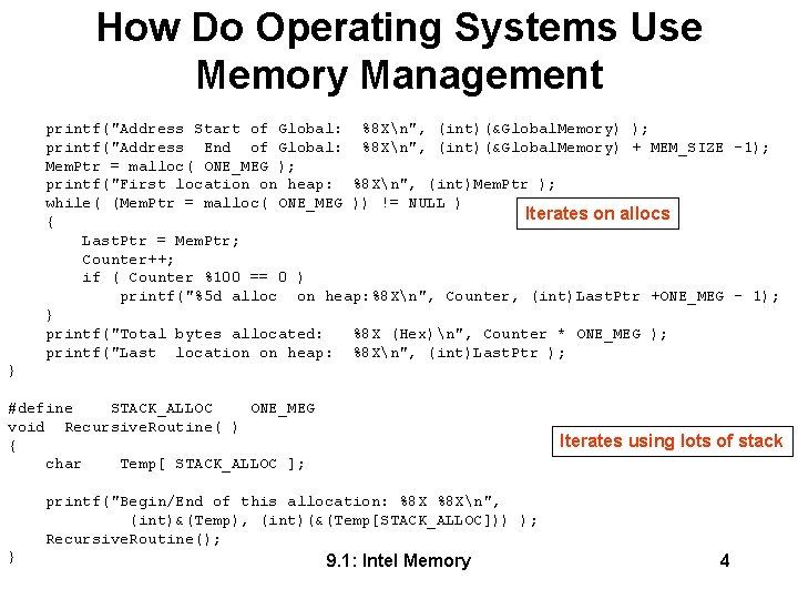 How Do Operating Systems Use Memory Management printf("Address Start of Global: %8 Xn", (int)(&Global.