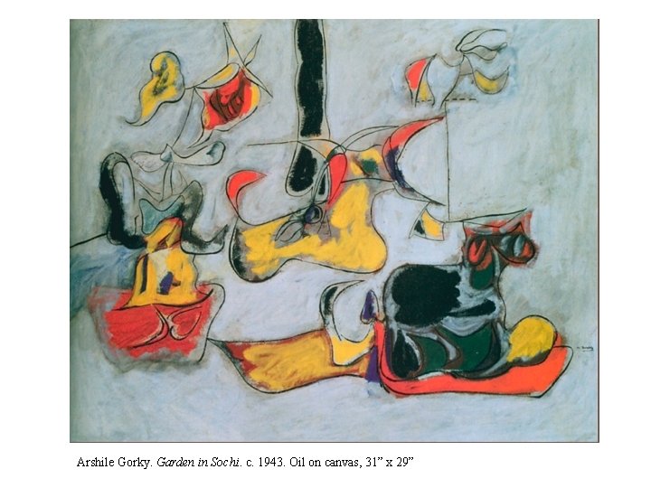 Arshile Gorky. Garden in Sochi. c. 1943. Oil on canvas, 31” x 29” 