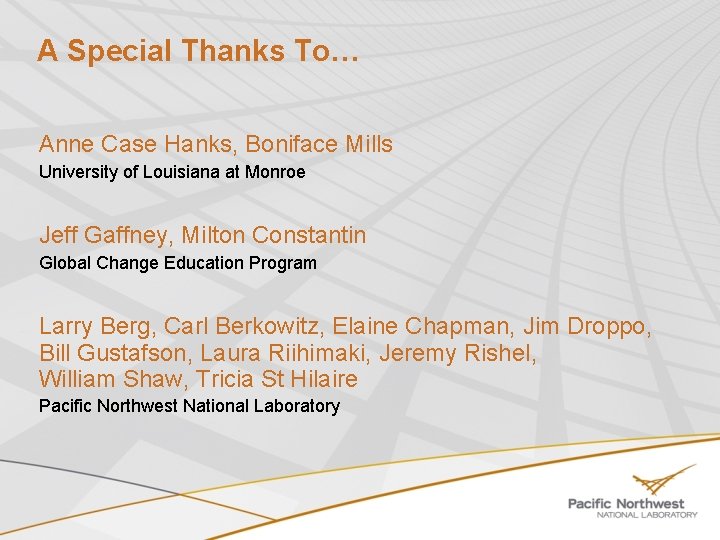 A Special Thanks To… Anne Case Hanks, Boniface Mills University of Louisiana at Monroe