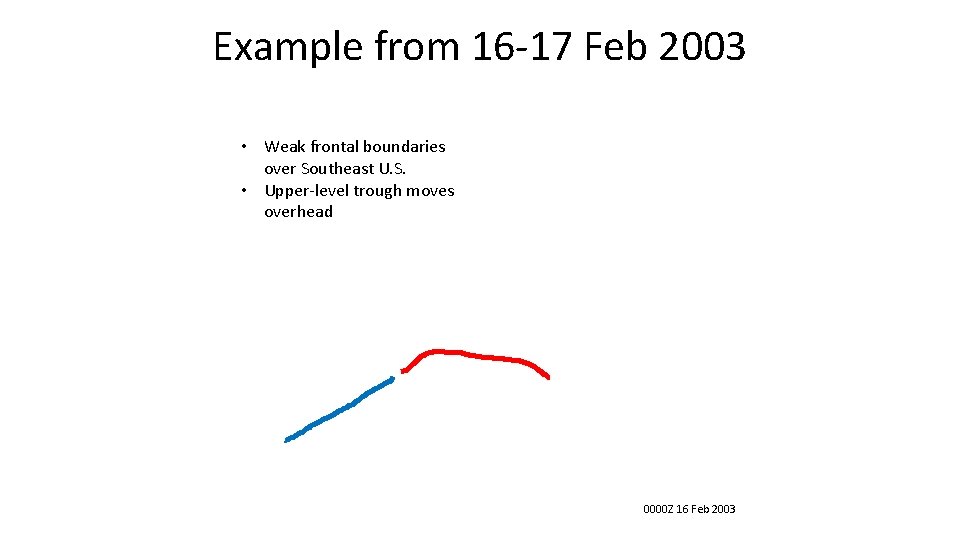 Example from 16 -17 Feb 2003 • Weak frontal boundaries over Southeast U. S.