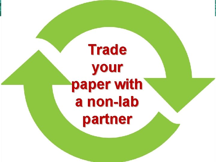 Trade your paper with a non-lab partner 