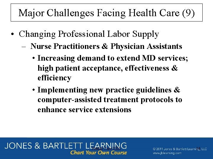 Major Challenges Facing Health Care (9) • Changing Professional Labor Supply – Nurse Practitioners Major Challenges Facing Health Care (9) • Changing Professional Labor Supply – Nurse Practitioners
