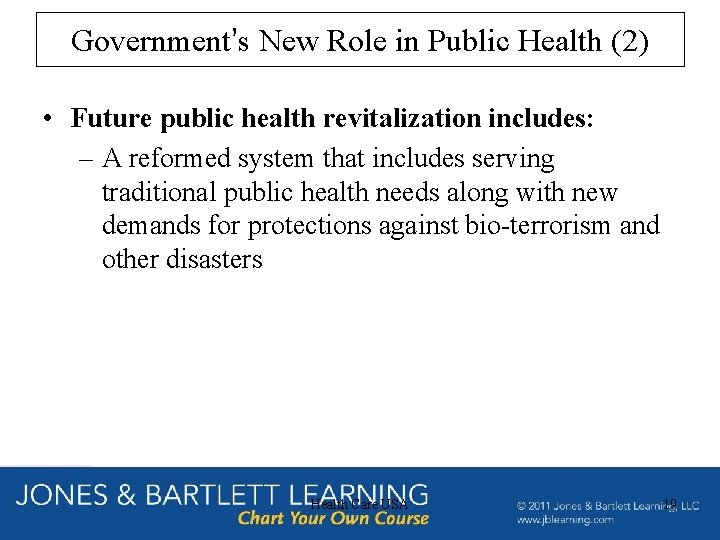 Government’s New Role in Public Health (2) • Future public health revitalization includes: – Government’s New Role in Public Health (2) • Future public health revitalization includes: –