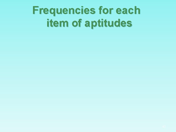 Frequencies for each item of aptitudes 43 