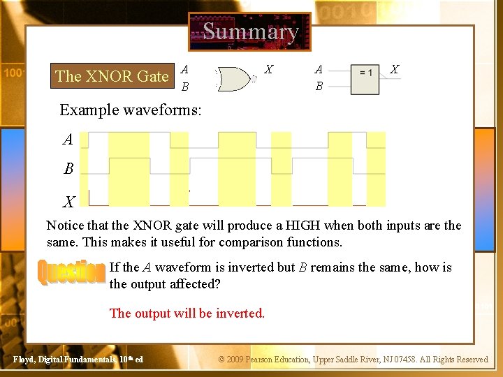 Summary The XNOR Gate A B X Example waveforms: A B X Notice that