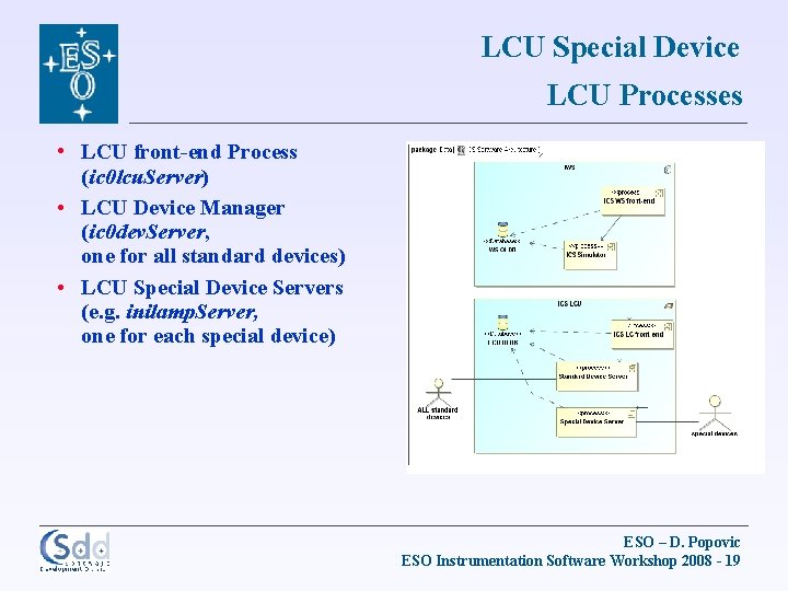 LCU Special Device LCU Processes • LCU front-end Process (ic 0 lcu. Server) •