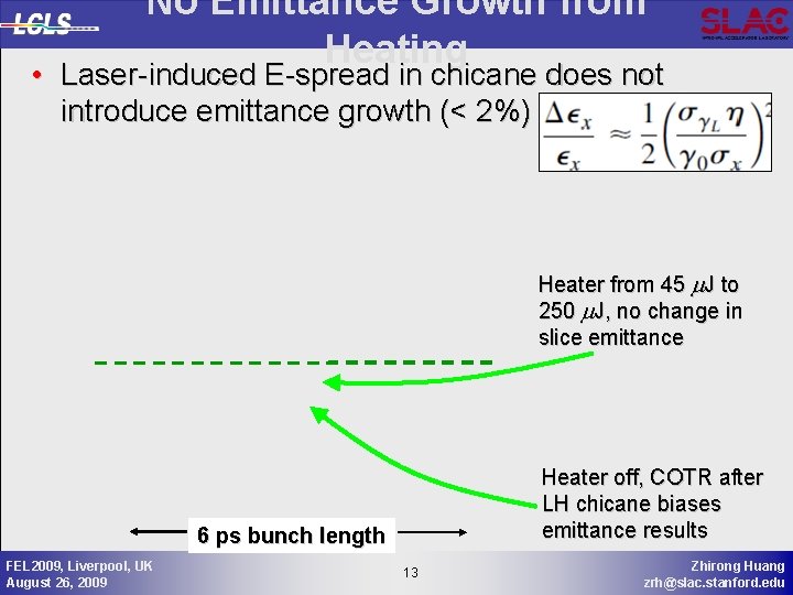 No Emittance Growth from Heating • Laser-induced E-spread in chicane does not introduce emittance