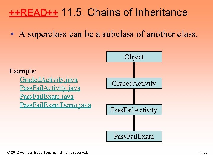 ++READ++ 11. 5. Chains of Inheritance • A superclass can be a subclass of