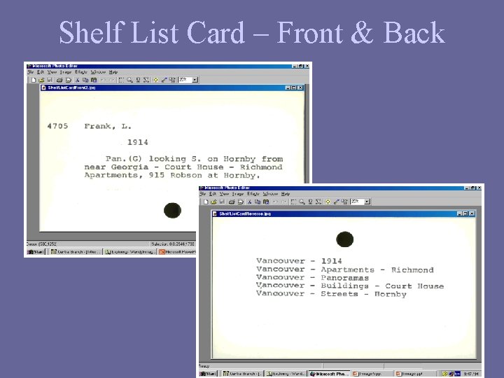 Shelf List Card – Front & Back 