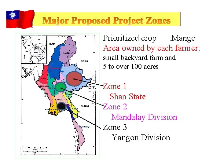 Prioritized crop : Mango Area owned by each farmer: small backyard farm and 5