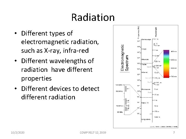 Radiation • Different types of electromagnetic radiation, such as X-ray, infra-red • Different wavelengths