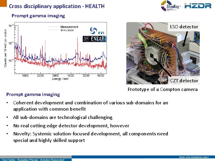 Cross disciplinary application - HEALTH Prompt gamma imaging LSO detector CZT detector Prompt gamma