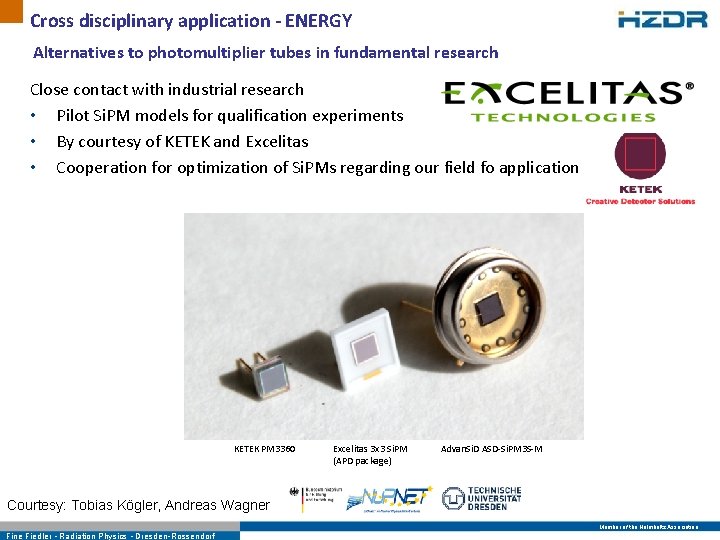 Cross disciplinary application - ENERGY Alternatives to photomultiplier tubes in fundamental research Close contact