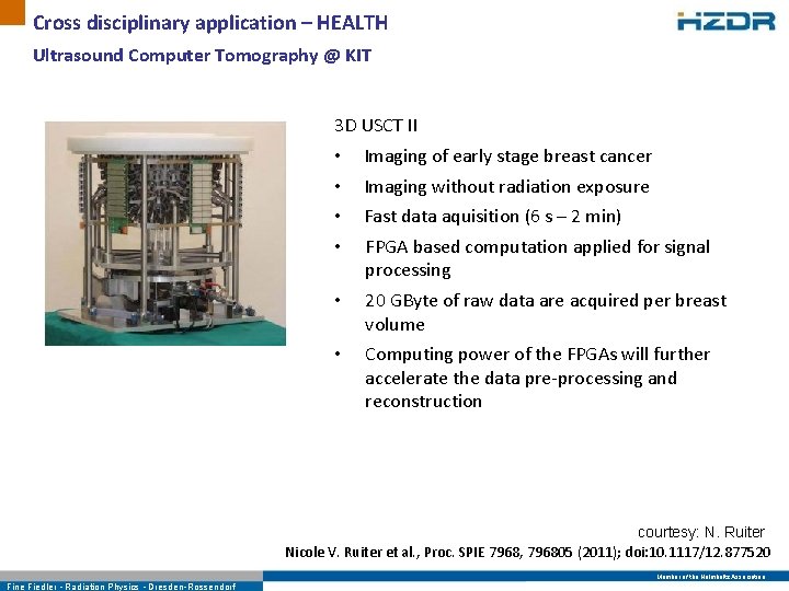 Cross disciplinary application – HEALTH Ultrasound Computer Tomography @ KIT 3 D USCT II