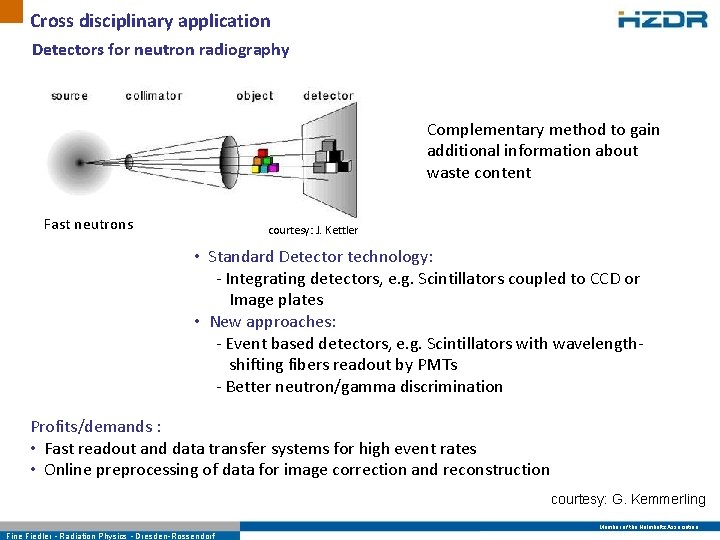 Cross disciplinary application Detectors for neutron radiography Complementary method to gain additional information about