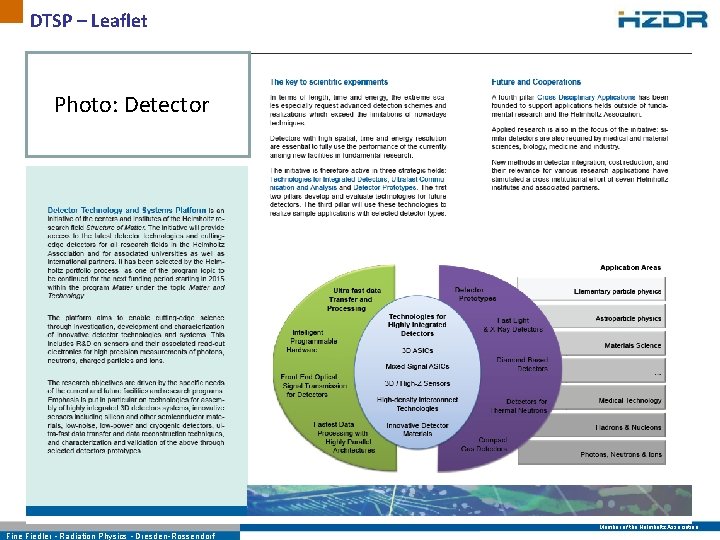 DTSP – Leaflet Photo: Detector Member of the Helmholtz Association Fine Fiedler • Radiation