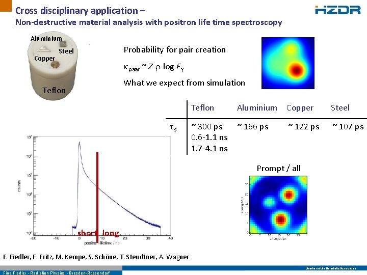 Cross disciplinary application – Non-destructive material analysis with positron life time spectroscopy Aluminium Copper