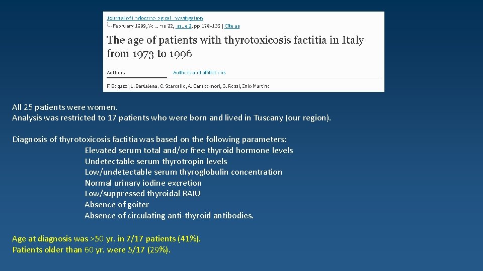 All 25 patients were women. Analysis was restricted to 17 patients who were born