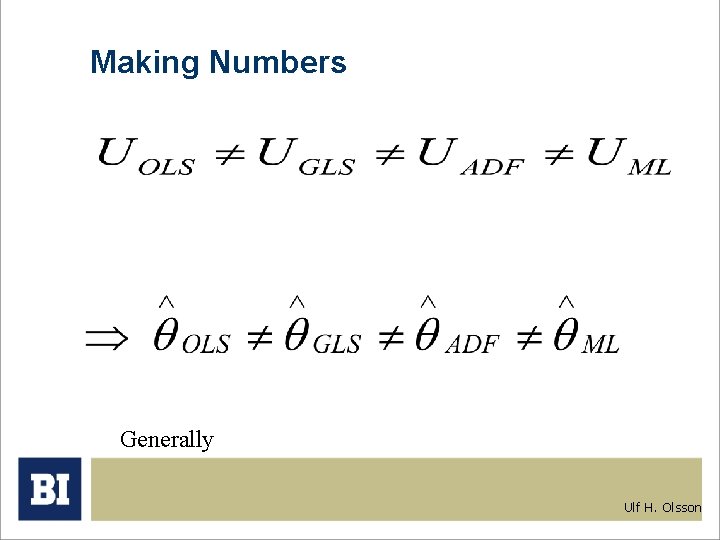 Making Numbers Generally Ulf H. Olsson 