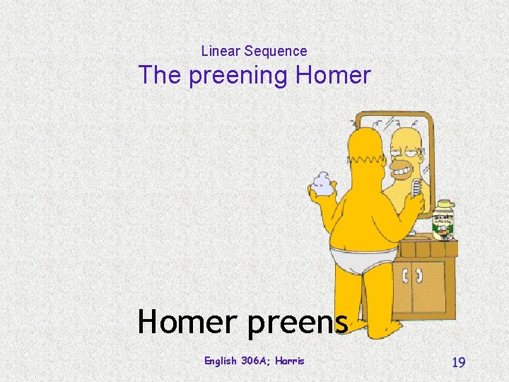 Linear Sequence The preening Homer preens English 306 A; Harris 19 