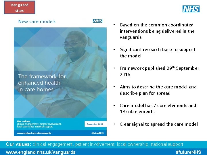 Vanguard sites • Based on the common coordinated interventions being delivered in the vanguards