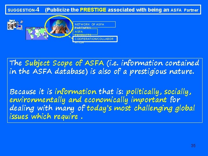 SUGGESTION-4 (Publicize the PRESTIGE associated with being an ASFA Partner NETWORK OF ASFA PARTNERS