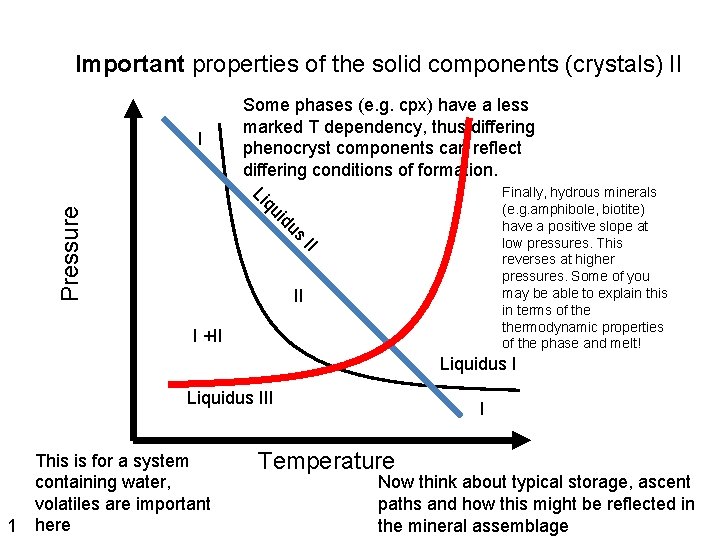 Important properties of the solid components (crystals) II I Some phases (e. g. cpx)