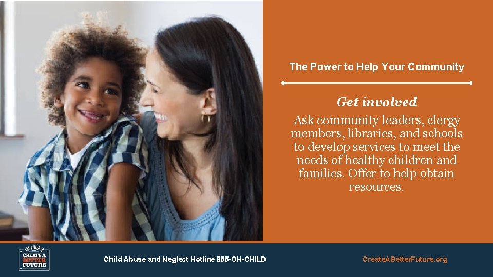 The Power to Help Your Community Get involved Ask community leaders, clergy members, libraries,