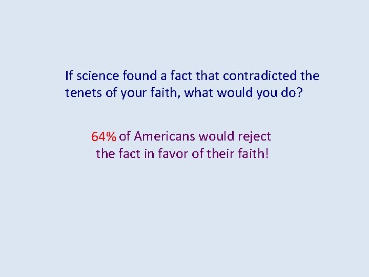 If science found a fact that contradicted the tenets of your faith, what would